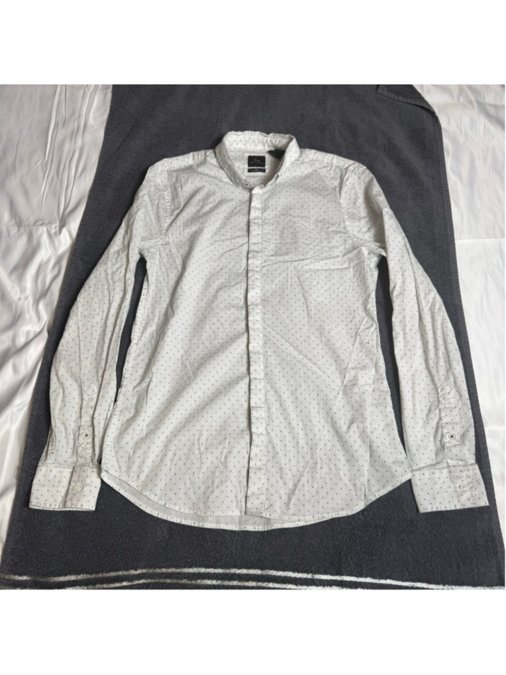 Men's Armani Exchange Slim Fit Button Down Shirt Size S White Black